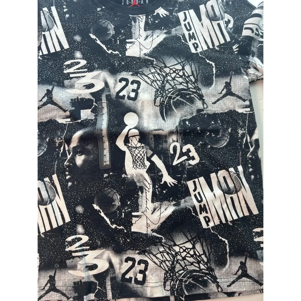 Jordan Boys T-Shirt Size‎ M Black All-Over Graphic Collage Print NWT Retail $32